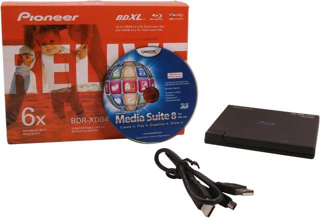 Alt view image 6 of 6 - Pioneer USB 2.0 External Slim Portable Blu-ray Disc Writer with BDXL Support Model BDR-XD04