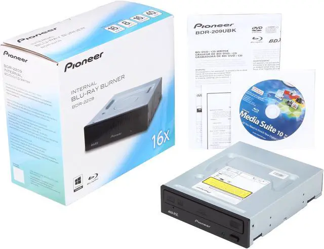 Alt view image 6 of 6 - Pioneer Black 16X BD-R 2X BD-RE 16X DVD+R 12X BD-ROM 4 MB Cache SATA Blu-ray Burner BDR-2209