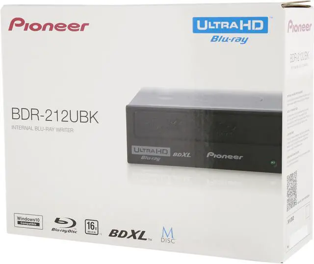 Alt view image 3 of 3 - Pioneer 16X BD-R 2X BD-RE 16X DVD+R 5X DVD-RAM 12X BD-ROM 4MB Cache Serial ATA Revision 3.0 Blu-ray Burner BDR-212UBK