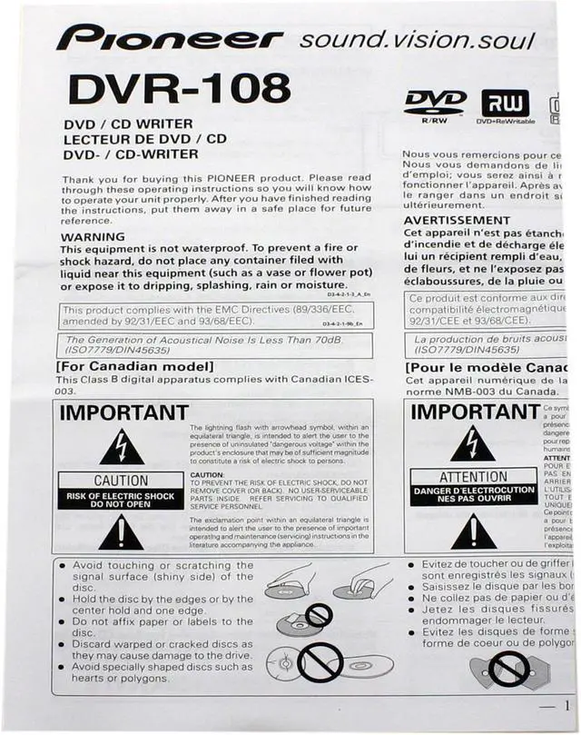 Alt view image 3 of 3 - Pioneer DVD Burner 16X DVD+R 4X DVD+RW 4X DVD+R DL 16X DVD-R 4X DVD-RW 16X DVD-ROM 32X CD-R 24X CD-RW 40X CD-ROM Black IDE Model DVR-108 - OEM