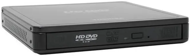 Main image of TOSHIBA Black 4X DVD+R 4X DVD+RW 2.4X DVD+R DL 4X DVD-R 4X DVD-RW 3X DVD-RAM HD DVD read 1X speed (maximum) DVD read 8X speed (maximum) DVD-ROM 16X CD-R 10X CD-RW 24X CD-ROM USB 2.0 External HD DVD ROM Model PA35