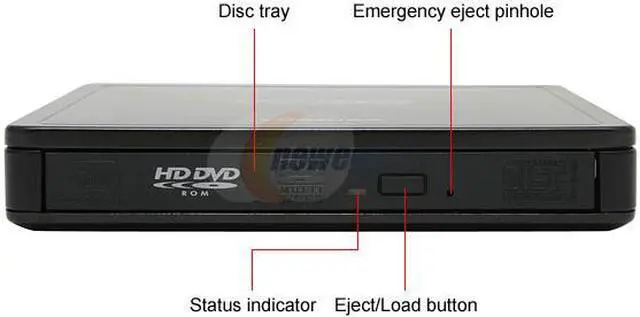 Alt view image 2 of 5 - TOSHIBA Black 4X DVD+R 4X DVD+RW 2.4X DVD+R DL 4X DVD-R 4X DVD-RW 3X DVD-RAM HD DVD read 1X speed (maximum) DVD read 8X speed (maximum) DVD-ROM 16X CD-R 10X CD-RW 24X CD-ROM USB 2.0 External HD DVD ROM Model PA35