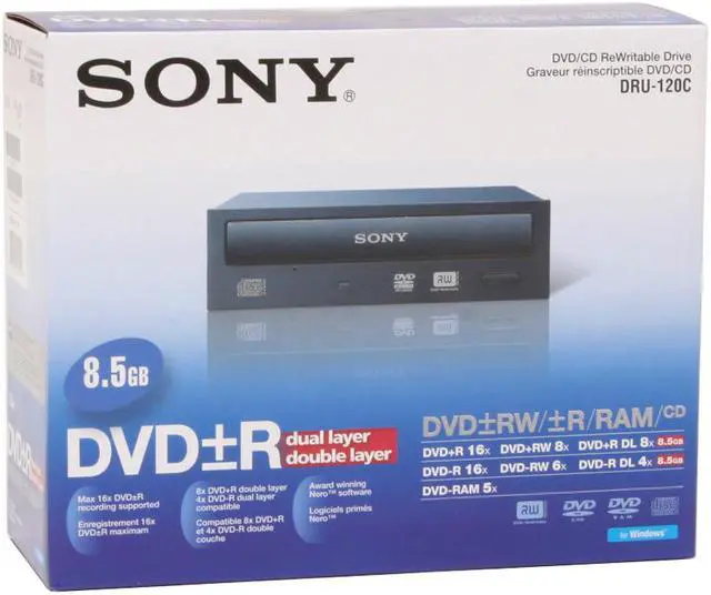 Alt view image 5 of 5 - SONY Black 16X DVD+R 8X DVD+RW 8X DVD+R DL 16X DVD-R 6X DVD-RW 5X DVD-RAM 16X DVD-ROM 48X CD-R 24X CD-RW 40X CD-ROM IDE DVD Burner