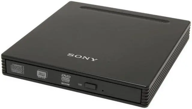 Main image of SONY Black 8X DVD+R 8X DVD+RW 4X DVD+R DL 8X DVD-R 6X DVD-RW 5X DVD-RAM 8X DVD-ROM 24X CD-R 24X CD-RW 24X CD-ROM 2MB Cache USB 2.0 External Slim DVD Burner Model DRXS50U
