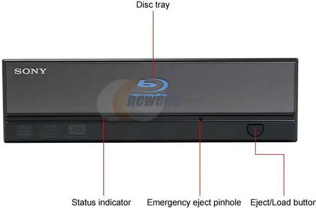 Alt view image 2 of 4 - SONY Gray & Black 4X BD-R 2X BD-RE 16X Z-CLV DVD+R 5X Z-CLV DVD-RAM 4X BD-ROM 8MB Cache SATA 4X Blu-ray DVD Burner BWU-200S