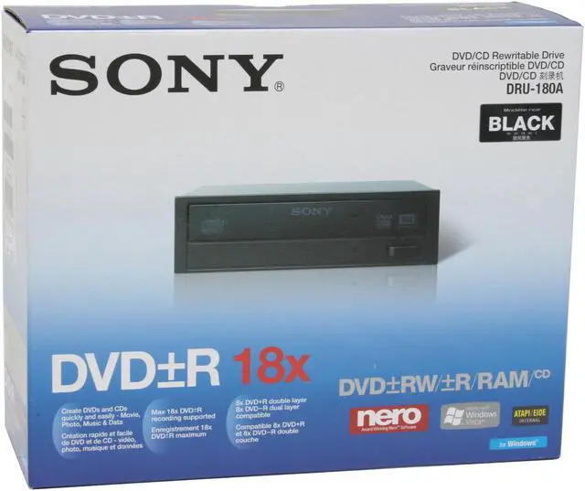 Alt view image 6 of 6 - SONY 18X DVD±R DVD Burner 18X DVD+R 8X DVD+RW 8X DVD+R DL 18X DVD-R 6X DVD-RW 16X DVD-ROM 48X CD-R 32X CD-RW 48X CD-ROM Black ATAPI/EIDE Model DRU180A