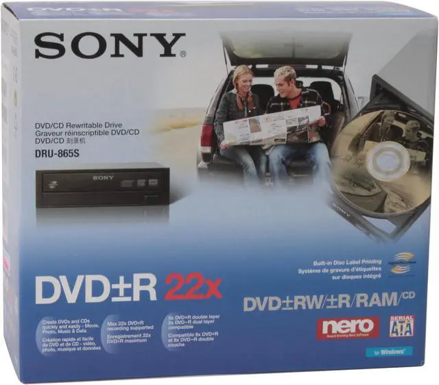 Alt view image 6 of 6 - SONY 22X DVD Burner w/ LightScribe 22X DVD+R 8X DVD+RW 8X DVD+R DL 22X DVD-R 6X DVD-RW 16X DVD-ROM 48X CD-R 32X CD-RW 48X CD-ROM Black SATA Model DRU865S LightScribe Support