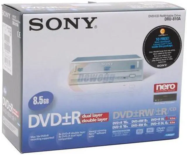 Alt view image 4 of 4 - SONY White 16X DVD+R 8X DVD+RW 8X DVD+R DL 16X DVD-R 6X DVD-RW 16X DVD-ROM 48X CD-R 32X CD-RW 48X CD-ROM 2MB Cache E-IDE/ATAPI DVD Burner With Black Front Panel