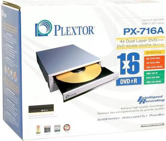 Alt view image 4 of 4 - PLEXTOR 16X DVD±R DVD Burner 16X DVD+R 8X DVD+RW 6X DVD+R DL 16X DVD-R 4X DVD-RW 16X DVD-ROM 48X CD-R 24X CD-RW 48X CD-ROM Beige IDE Model PX-716A/SW