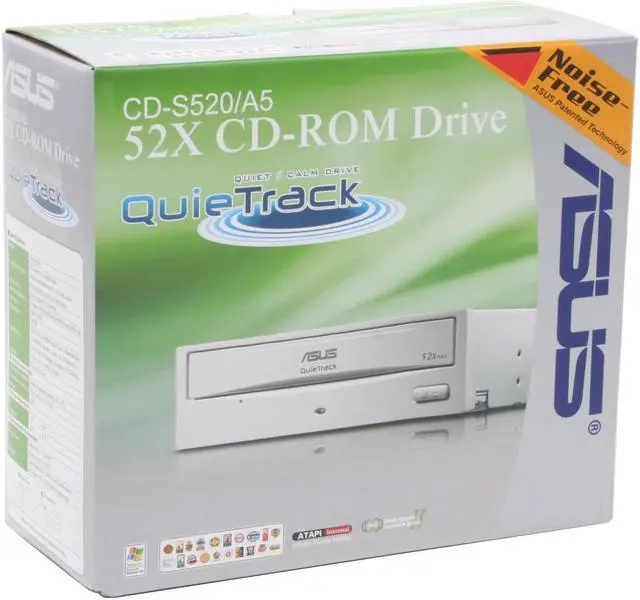 Alt view image 3 of 5 - ASUS Beige 52X CD-ROM E-IDE/ATAPI CD-ROM Drive Model CD-S520/A5