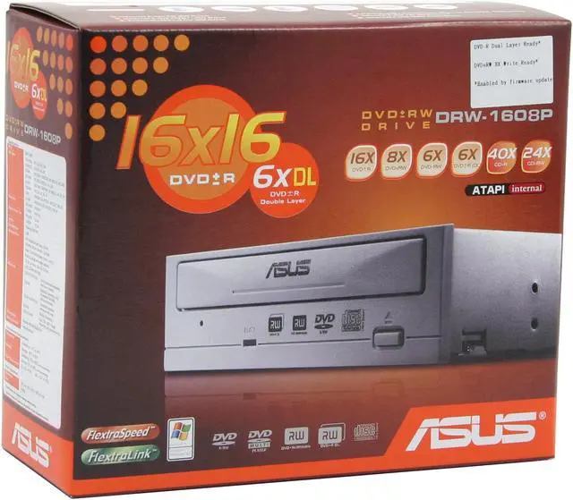 Alt view image 4 of 4 - ASUS DVD Burner 16X DVD+R 8X DVD+RW 6X DVD+R DL 16X DVD-R 6X DVD-RW 16X DVD-ROM 40X CD-R 24X CD-RW 40X CD-ROM Beige IDE Model DRW-1608P BEIGE