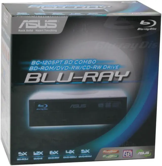 Alt view image 5 of 5 - ASUS Black 5X BD-ROM 12X DVD-ROM 32X CD-ROM SATA Internal Blu-Ray Combo Model BC-1205PT