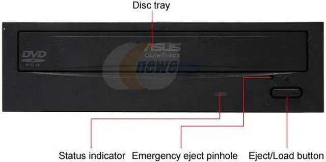 Alt view image 2 of 7 - ASUS Black 18X DVD-ROM 48X CD-ROM SATA DVD-ROM Drive Model DVD-E818A3T
