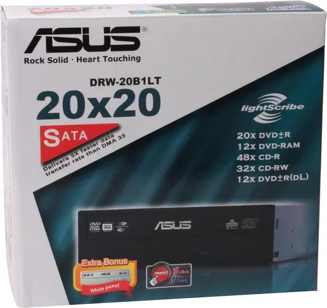 Alt view image 7 of 7 - ASUS 20X DVD±R DVD Burner with LightScribe 20X DVD+R 8X DVD+RW 12X DVD+R DL 20X DVD-R 6X DVD-RW 16X DVD-ROM 48X CD-R 32X CD-RW 40X CD-ROM Black SATA Model DRW-20B1LT LightScribe Support
