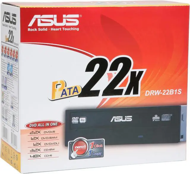 Alt view image 5 of 5 - ASUS 22X DVD Burner 22X DVD+R 8X DVD+RW 12X DVD+R DL 22X DVD-R 6X DVD-RW 16X DVD-ROM 48X CD-R 32X CD-RW 48X CD-ROM Black IDE Model DRW-22B1S