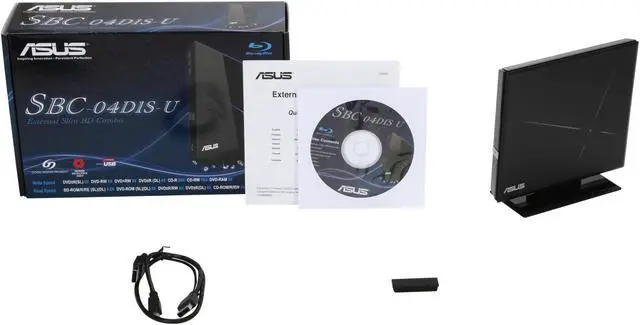 Alt view image 6 of 6 - ASUS Black 4.8X BD-ROM 8X DVD-ROM 24X CD-ROM USB External External Slim BD Combo Model SBC-04D1S-U