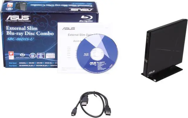 Alt view image 5 of 5 - ASUS 6X BD-ROM 8X DVD-ROM 24X CD-ROM USB External Slim External BD Combo Model SBC-06D1S-U