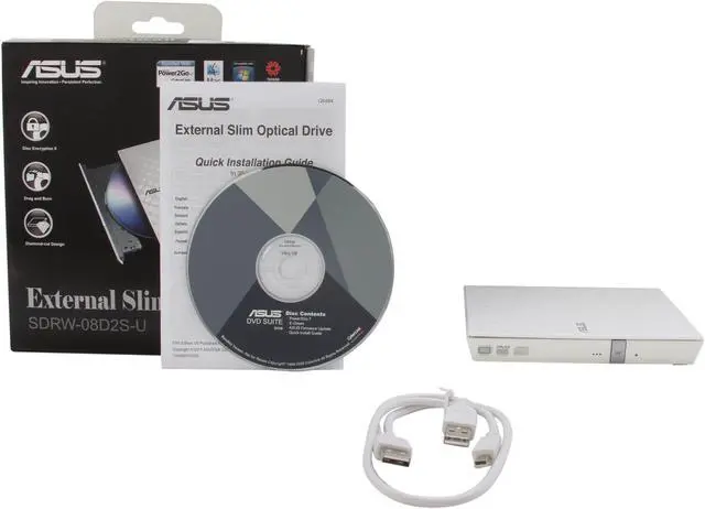Alt view image 5 of 5 - ASUS USB 2.0 White External Slim CD / DVD Re-Writer Mac OS Compatible Model SDRW-08D2S-U