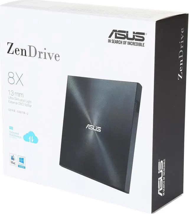 Alt view image 5 of 5 - ASUS ZenDrive Ultra-slim External DVD Re-writer MacOS Compatible Model SDRW-08U7M-U/BLK/G/AS