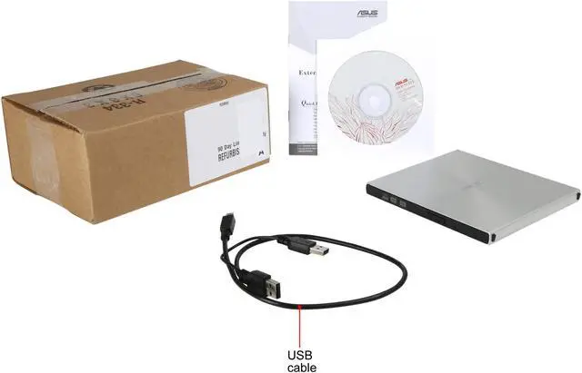 Alt view image 4 of 4 - ASUS USB 2.0 8X Ultra Slim External DVD Writer (Silver) Model SDRW-08U5S-U/SIL