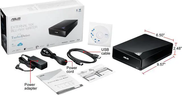 Alt view image 4 of 4 - ASUS USB 2.0 / USB 3.0 External 16X Blu-Ray Re-writer MacOS Compatible Model BW-16D1X-U LITE/BLK /G /AS