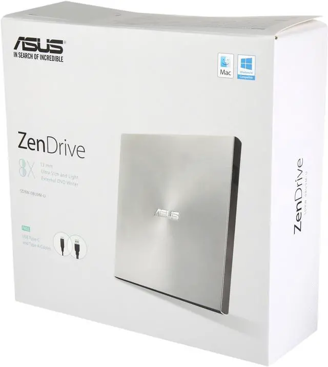 Alt view image 6 of 6 - ASUS USB 2.0 External CD/DVD Drive Model SDRW-08U9M-U/SIL