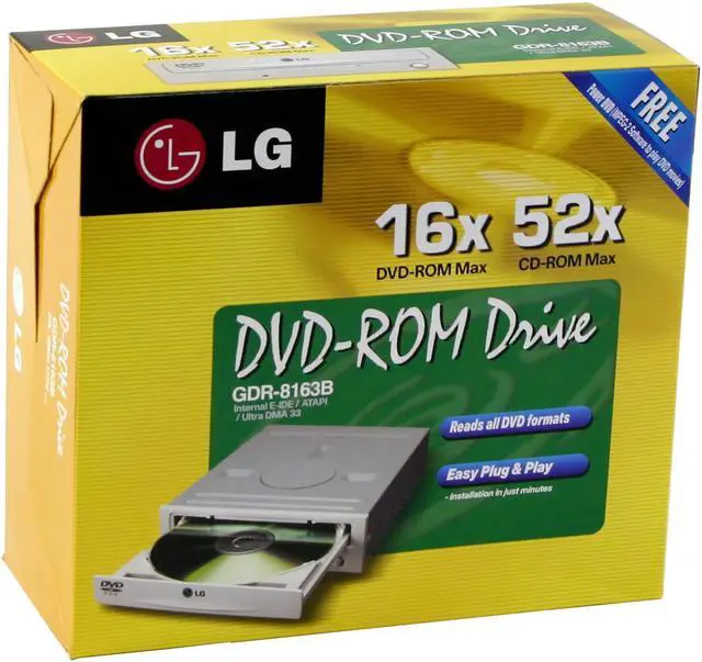 Alt view image 4 of 4 - LG Beige 16X DVD-ROM 52X CD-ROM E-IDE/ATAPI DVD-ROM Drive Model GDR-8163B