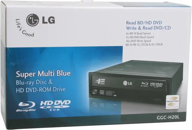Alt view image 6 of 6 - LG Black 6X BD-ROM 16X DVD-ROM 40X CD-ROM SATA Internal Blu-ray/HD DVD-ROM & 16X DVD±R DVD Burner Model GGC-H20L