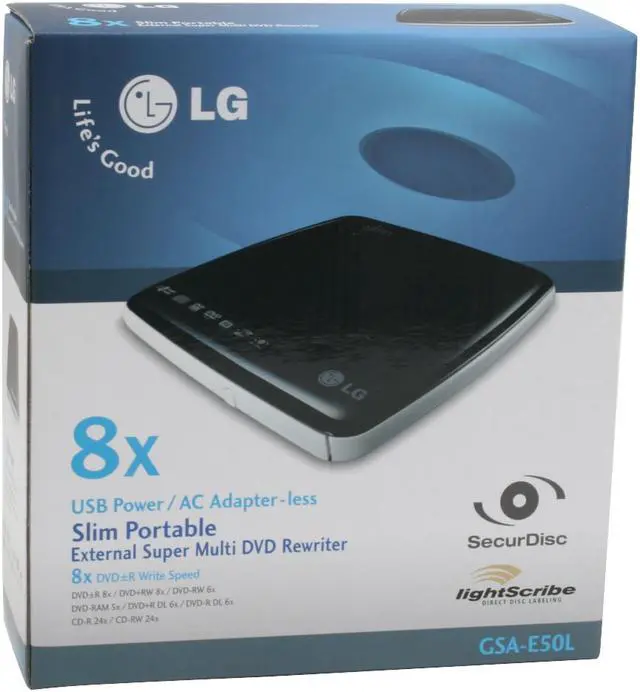 Alt view image 7 of 7 - LG USB 2.0 Slim External SUPER MULTI DVD Burner with LightScribe Model GSA-E50L LightScribe Support