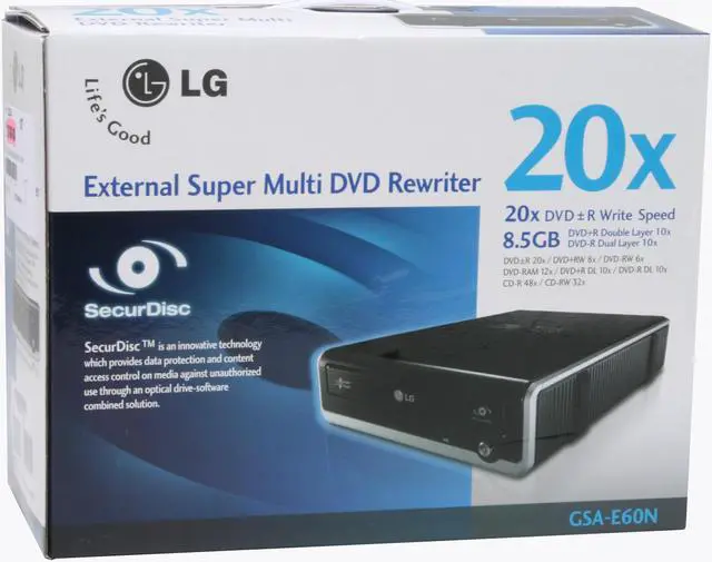 Alt view image 7 of 7 - LG USB 2.0 External 20X DVD Drive Model GSA-E60N