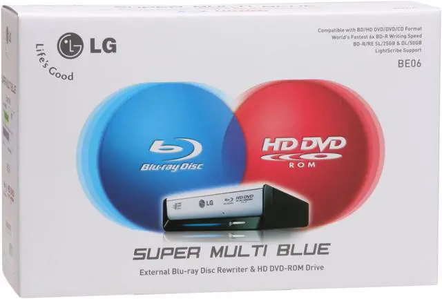 Alt view image 8 of 8 - LG Black/White 6X BD-R 2X BD-RE 16X DVD+R 6X BD-ROM 4MB Cache USB 2.0 External 6X Blu-ray Rewriter/3X HD-ROM Drive w/ LightScribe BE06LU10 LightScribe Support