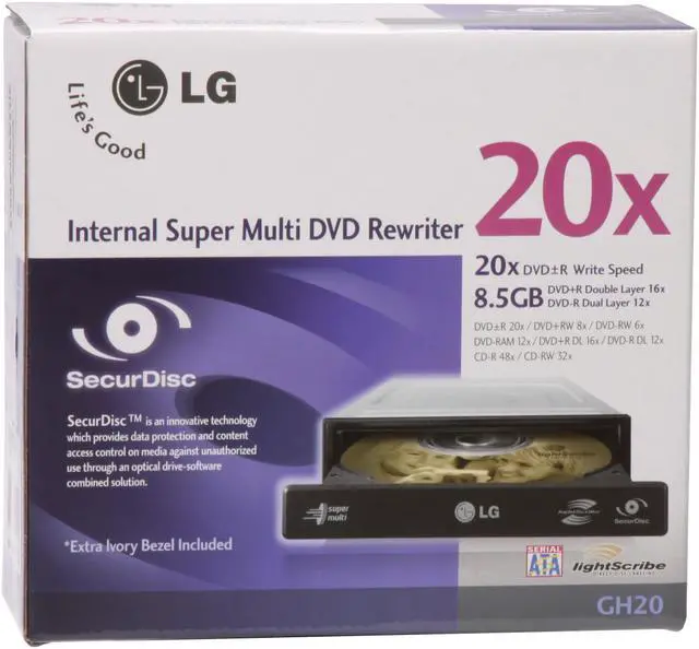 Alt view image 6 of 6 - LG 20X DVD±R DVD Burner with LightScribe 20X DVD+R 8X DVD+RW 12X DVD+R DL 20X DVD-R 6X DVD-RW 16X DVD-ROM 48X CD-R 32X CD-RW 48X CD-ROM Black SATA Model GH20LS15 LightScribe Support