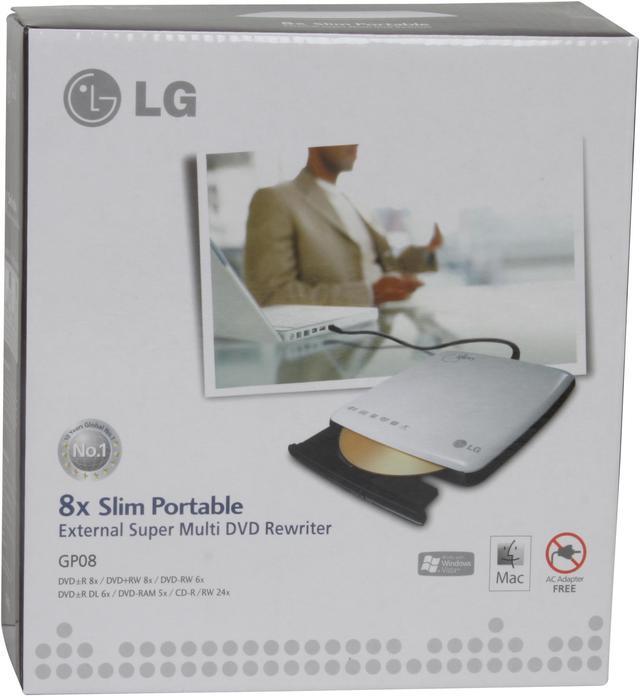 Alt view image 6 of 6 - LG USB 2.0 External Slim 8X DVD Drive Mac Compatible USB-Powered Model GP08NU10