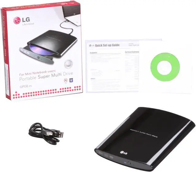 Alt view image 4 of 4 - LG USB 2.0 Black Portable Super Multi Drive Model GP08 lite
