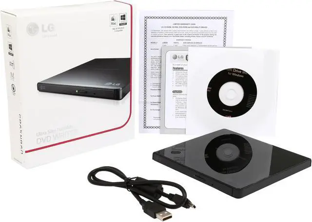 Alt view image 7 of 6 - LG External CD/DVD Rewriter With M-Disc Mac & Surface Support (Black) - Model GP65NB60