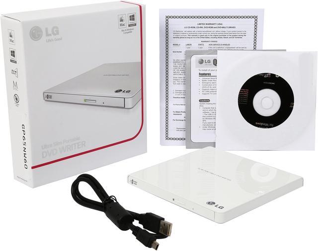 Alt view image 6 of 6 - LG External CD/DVD Rewriter With M-Disc Mac & Surface Support (White) - Model GP65NW60