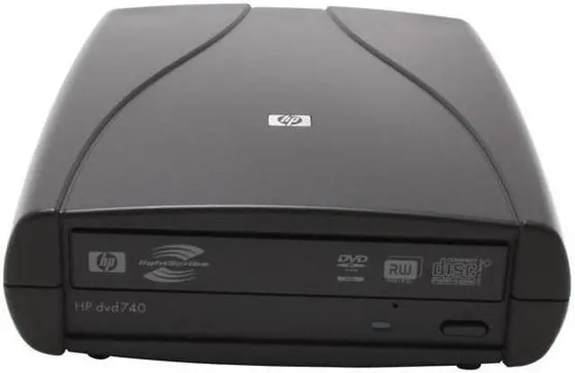 Alt view image 2 of 6 - HP Black 16X DVD+R 8X DVD+RW 8X DVD+R DL 16X DVD-R 6X DVD-RW 16X DVD-ROM 40X CD-R 32X CD-RW 40X CD-ROM USB 2.0 External DVD Burner With LightScribe Model DVD740E BK