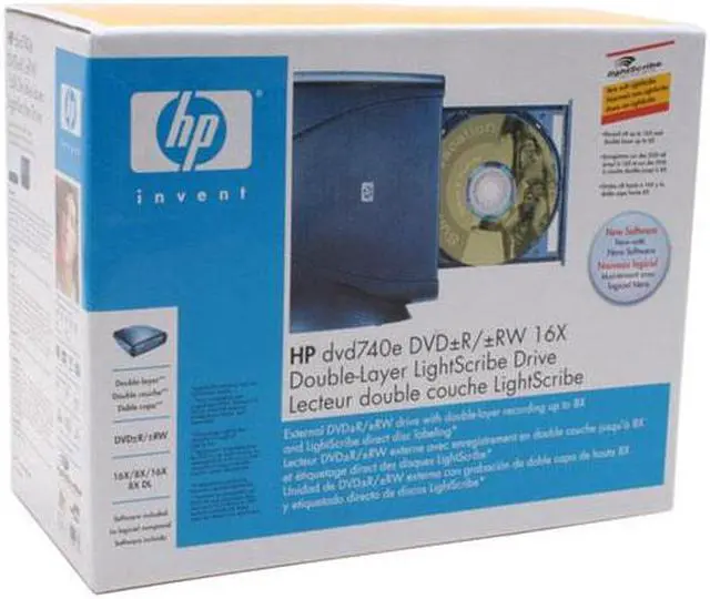 Alt view image 6 of 6 - HP Black 16X DVD+R 8X DVD+RW 8X DVD+R DL 16X DVD-R 6X DVD-RW 16X DVD-ROM 40X CD-R 32X CD-RW 40X CD-ROM USB 2.0 External DVD Burner With LightScribe Model DVD740E BK