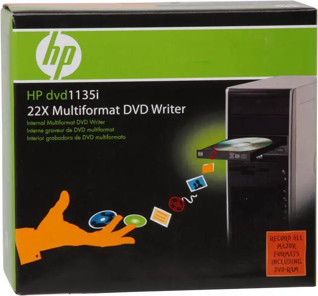 Alt view image 5 of 5 - HP 22X DVD Burner 22X DVD+R 22X DVD-R Black IDE Model 1135i