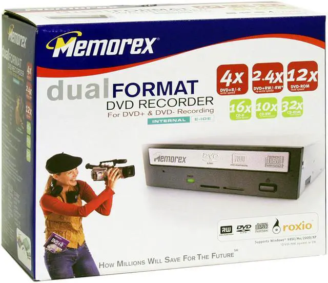 Alt view image 4 of 4 - Memorex DVD Burner 4X DVD+R 2.4X DVD+RW 4X DVD-R 2X DVD-RW 12X DVD-ROM 16X CD-R 10X CD-RW 32X CD-ROM 2-Tone IDE Model 32023235