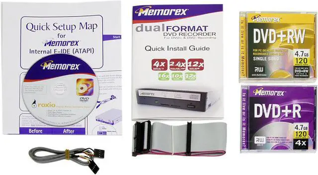 Alt view image 3 of 4 - Memorex DVD Burner 4X DVD+R 2.4X DVD+RW 4X DVD-R 2X DVD-RW 12X DVD-ROM 16X CD-R 10X CD-RW 32X CD-ROM 2-Tone IDE Model 32023235