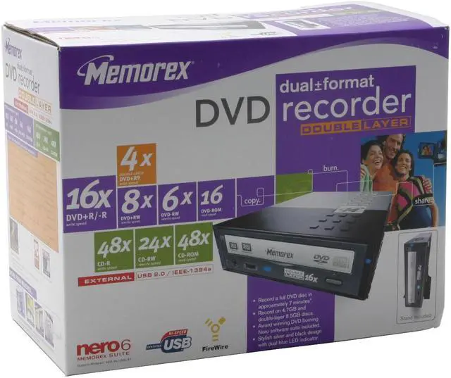 Alt view image 7 of 7 - Memorex IEEE 1394 / USB 2.0 External Dual Layer DVD Burner Model 32023288