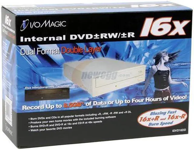 Alt view image 4 of 4 - I/O MAGIC DVD Burner 16X DVD+R 4X DVD+RW 2.4X DVD+R DL 16X DVD-R 4X DVD-RW 16X DVD-ROM 40X CD-R 24X CD-RW 40X CD-ROM Beige IDE Model IDVD16DD