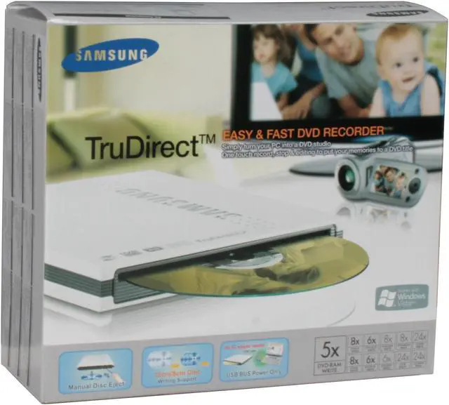 Alt view image 9 of 9 - SAMSUNG USB 2.0 White Slot-Load Slim External DVD Writer Model SE-T084M/RSWD LightScribe Support