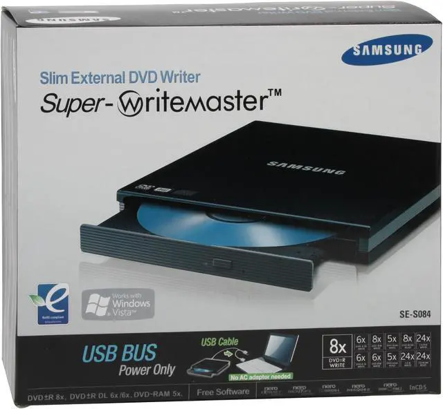 Alt view image 6 of 11 - SAMSUNG USB 2.0 Slim External 8X DVD Drive USB-Powered Model SE-S084B