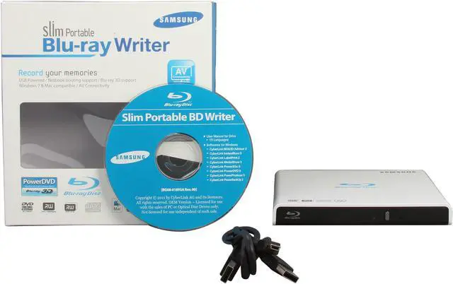 Alt view image 5 of 5 - SAMSUNG USB 2.0 External USB Blu Ray Re-Writer Model SE-506AB/TSWD