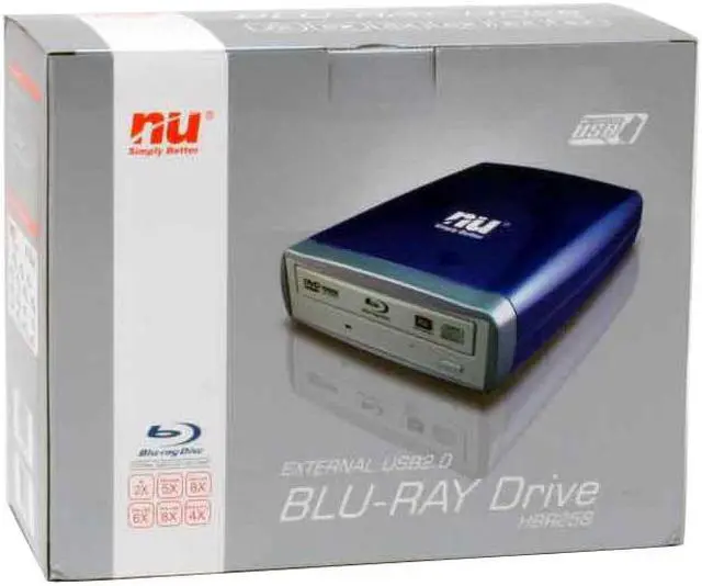 Alt view image 6 of 6 - NU USB 2.0 External Blu-ray DVD Burner by Quanta, Plus One 25GB Blu-ray blank Disc Model HBR258
