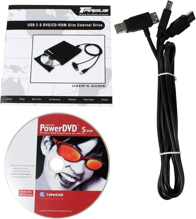 Alt view image 4 of 5 - Targus USB 2.0 External Slim DVD-ROM Drive Model PADVD010U