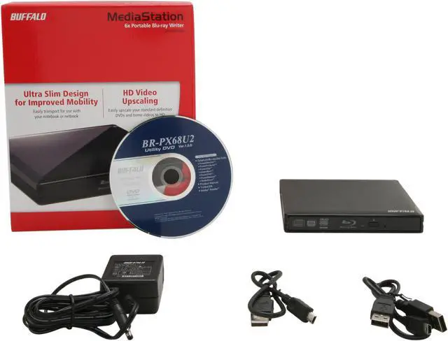 Alt view image 5 of 5 - BUFFALO USB 2.0 MediaStation 6x Portable Blu-ray Writer Model BR-PX68U2/BK