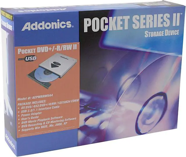 Alt view image 5 of 5 - Addonics USB 2.0 External Slim DVD Burner Model AEPMRRWII44